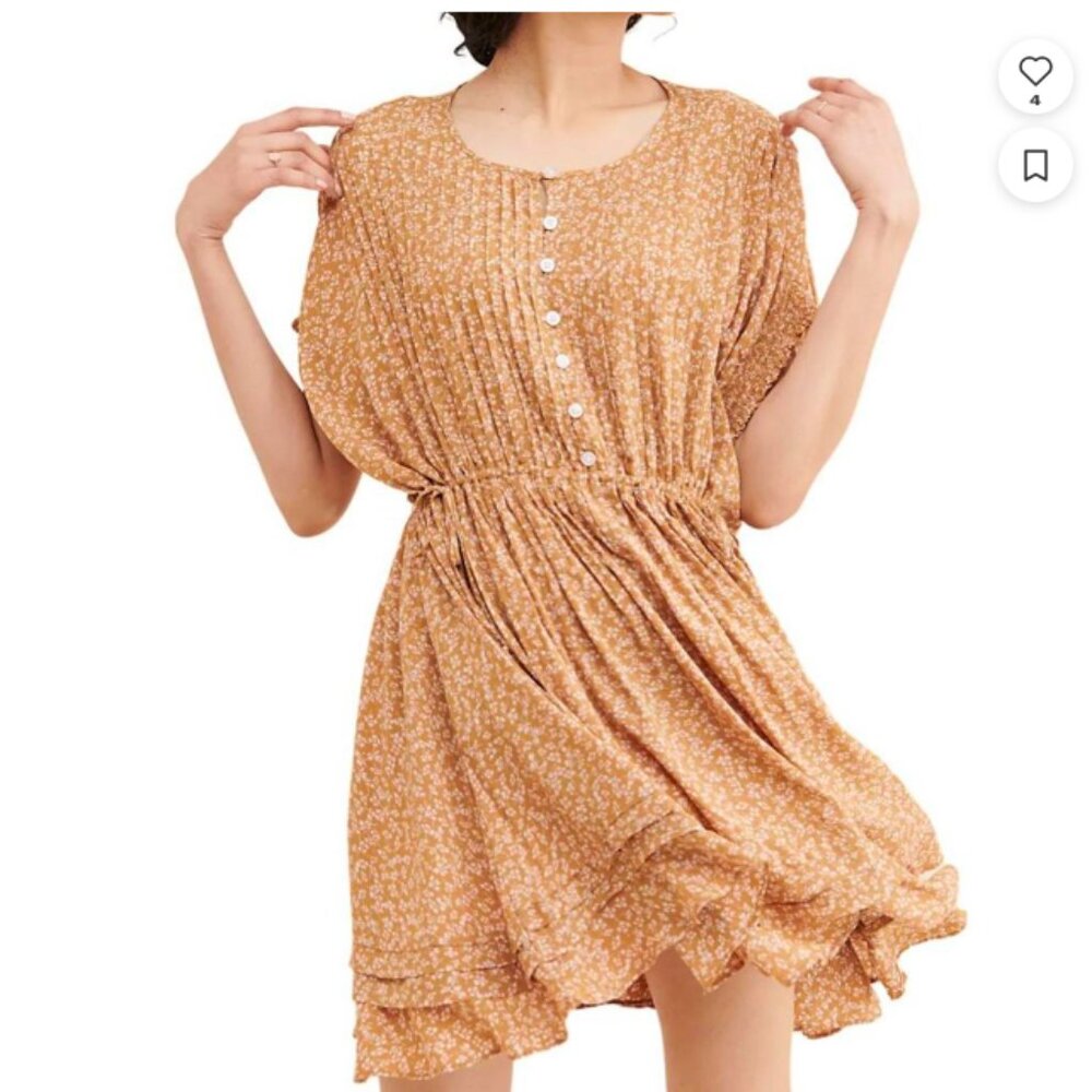 Free People One Fine Day Printed Belted Casual Dress Size S
